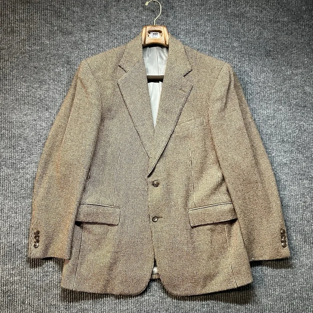 Polo Ralph Lauren Tweed Blazer Jacket Mens Size 40‎ Reg Brown Made In USA